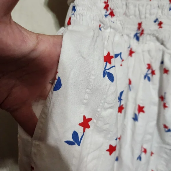 Girls White Dress with Red and Blue Floral Pattern - Picture 4 of 9